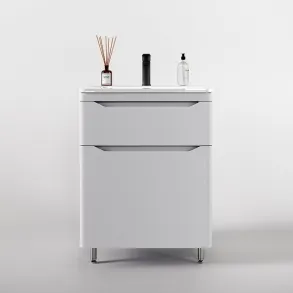 Тумба под раковину Style Line Марелла 60 Люкс Plus СС-00002395, напольная, антискрейтч белый матовый