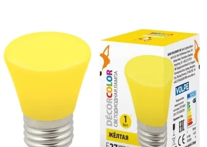 Лампа светодиодная Volpe E27 1W желтая LED-D45-1W/YELLOW/E27/FR/С BELL UL-00005641