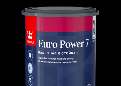 Краска интер. стойкая к мытью Тиккурила (Tikkurila) EURO POWER 7 A мат 0,9л