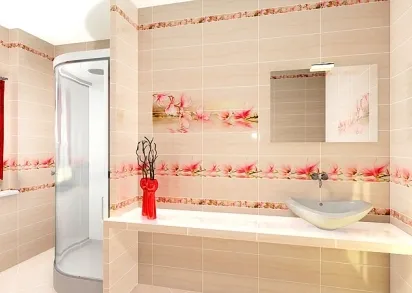 Плитка Мираж серо-розовый 20х50