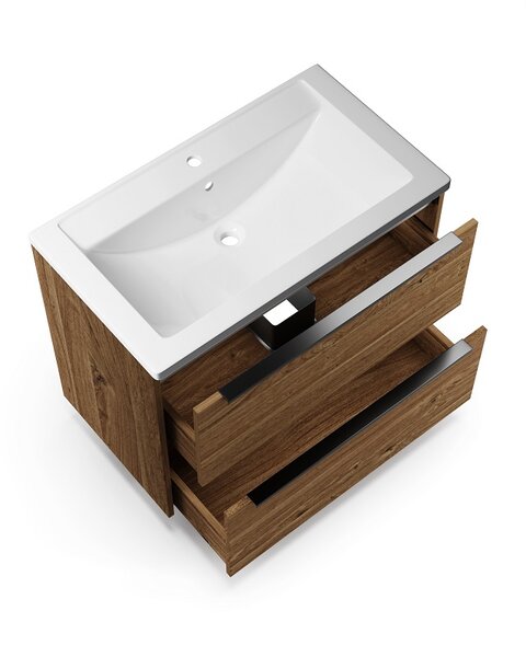 Тумба под раковину La Fenice Nota, FNC-01-NOT-DGT-100-2, 100 см, цвет дуб Галифакс табак