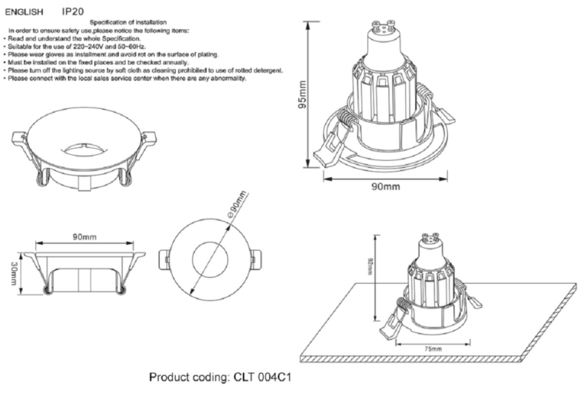 Встраиваемый светильник Crystal Lux CLT 004C1 GO